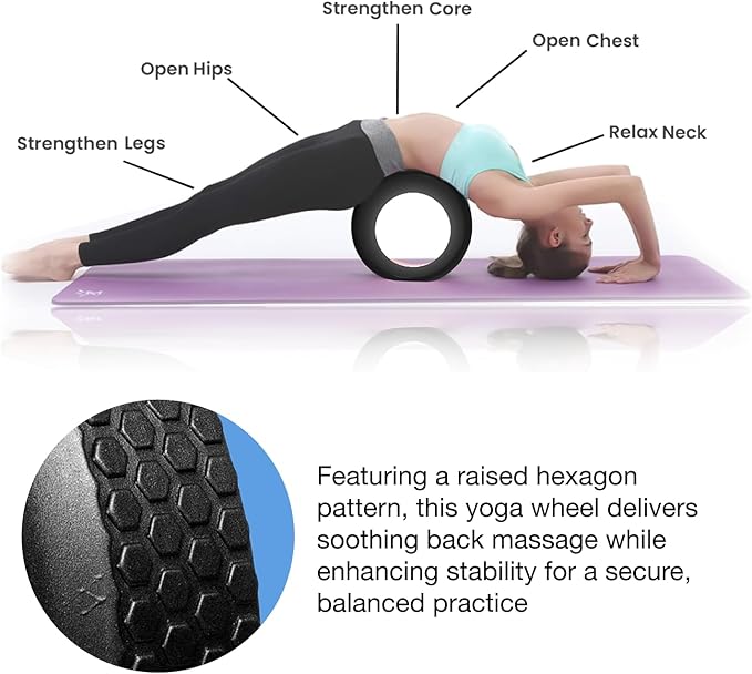 Back Roller Wheel- Foam Padded Back Stretcher Wheel with Center Spine Cradle- Stretching Wheel for Back Pain Set of Four