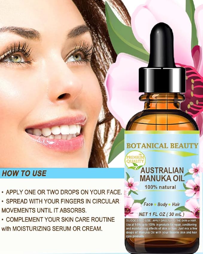 Botanical Beauty MANUKA OIL WILD GROWTH RAW 100% Natural VIRGIN UNREFINED Cold Pressed Carrier Oil. for Skin, Face, Hair, Lip and Nail Care Anti-Aging 0.5 Fl.oz.- 15 ml (Pack of 2)