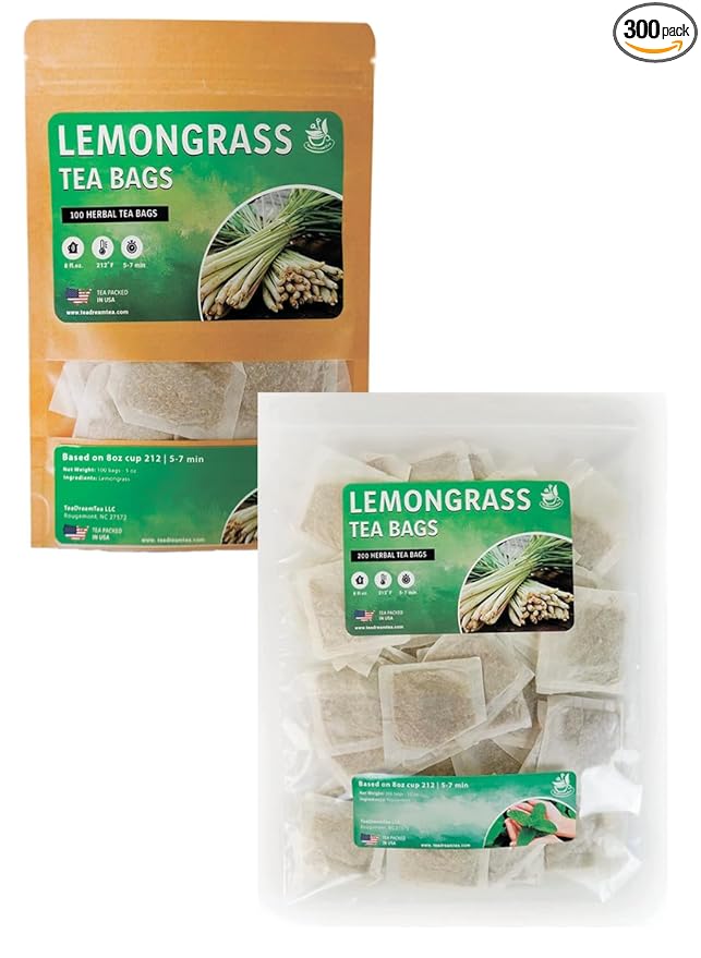 TeaDreamTea Lemongrass 300 Tea Bags - Supports Healthy Digestion - Premium Quality Herbal Tea - Caffeine Free Tea - Enjoy It Hot Or Cold Bulk Tea Bags