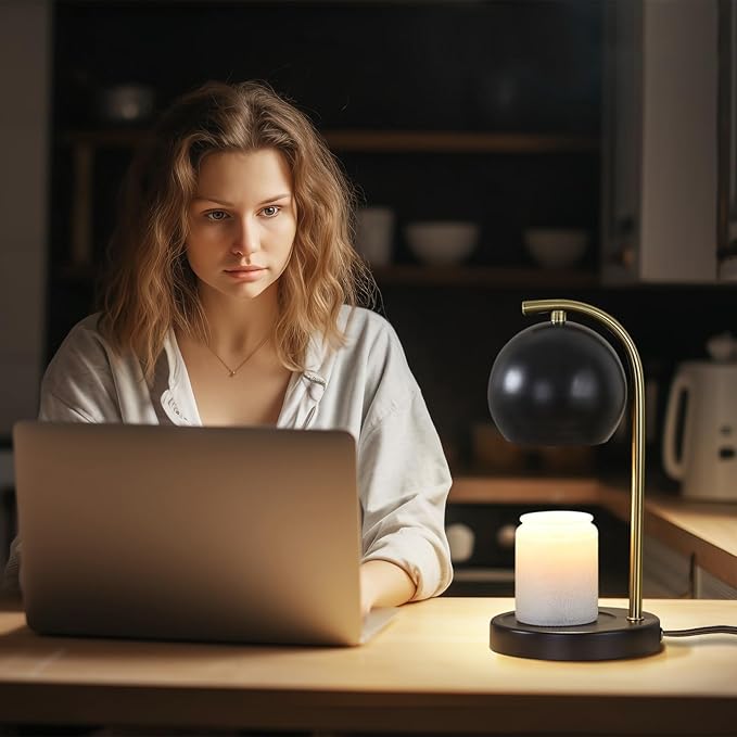 Candle Warmer Lamp Gifts for Women - Dimmable Scented Wax Melt Warmer with Timer - Housewarming Gifts for Home Bedroom Decor, Xmas Birthday Gifts for Mom, 2 Bulbs, Black