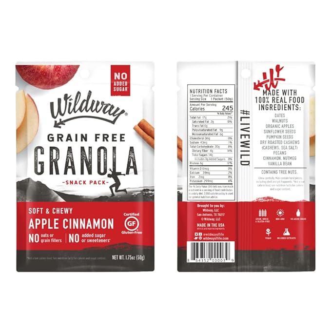 Wildway Keto Granola Snack Packs| Variety | Grain-Free Certified Gluten-Free Cereal | Vegan, Low Carb & No Sugar Added | Paleo-Friendly, Non-GMO Fruit & Nut Clusters | Nutrient-Rich Snack | 4 Pack