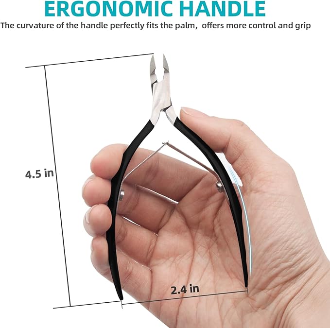 Cuticle Trimmer with Cuticle Pusher, RONAVO Cuticle Remover Stainless Steel Professional Cuticle Nipper, Durable Pedicure Manicure Tools (Matte Black)