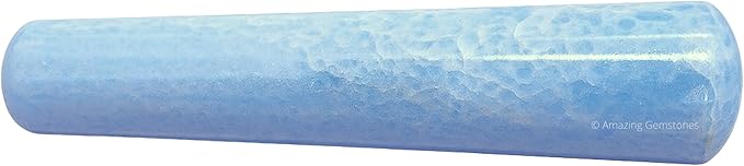 Amazing Gemstone Blue Calcite Crystal Wand Massage Stick - Pelvic Wand Gua Sha for Adults - Crystals and Healing Stones Massage Wands for Adults Gifts (Smooth)