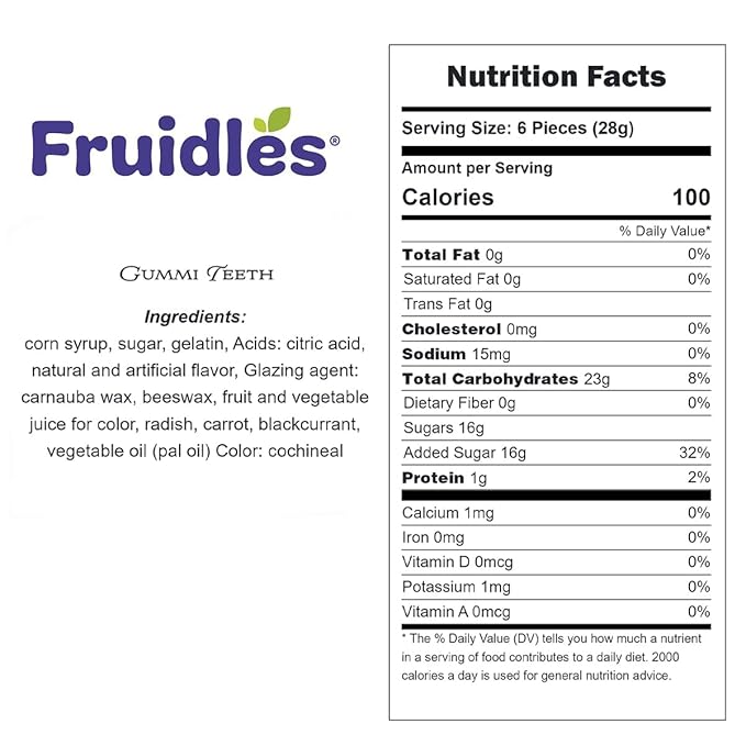 Fruidles Gummi Teeth Candy, Delicious Fruit Flavors Gummies (17.6 Pounds)