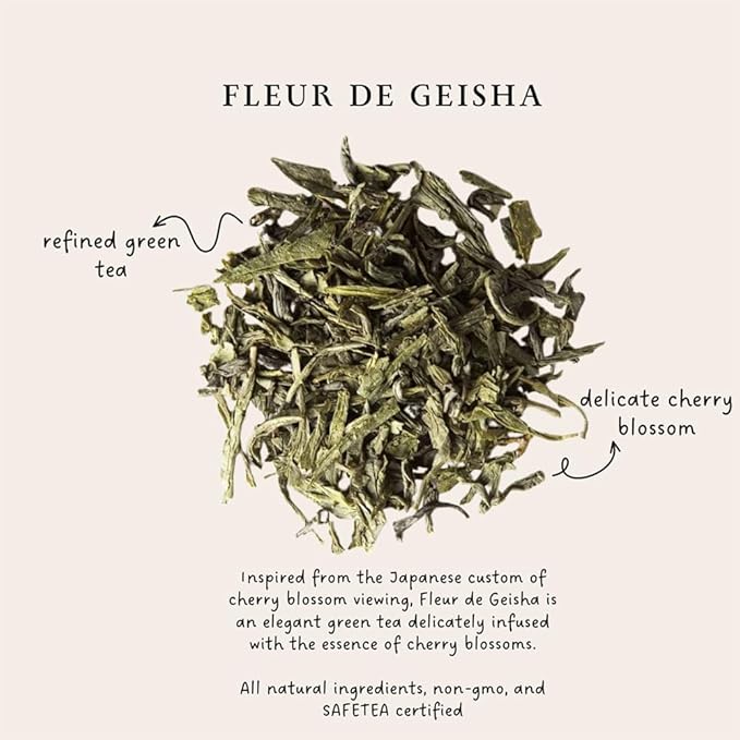 Palais des Thés - Geisha Flower - Green Tea & Cherry Blossom - Premium Loose Leaf, Serves 20-25 Cups - 3.5oz Tin