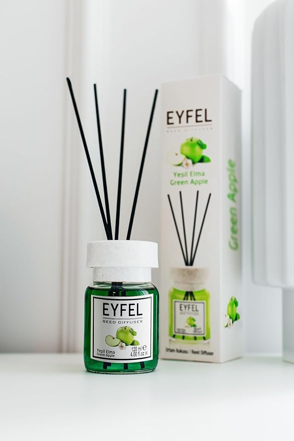 EYFEL Reed Diffusers for Home – Green Apple Reed Diffuser Set 4.05 fl oz Oil Diffuser Sticks, Bathroom Diffuser, Home Fragrances, Scented Sticks, Home Décor