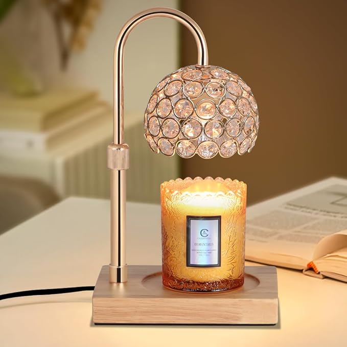 Dimmable Candle Warmer Lamp Adjustable Height Electric Wax Melt Warmer for Scented Jar Candles for Home Decor Christmas Birthday Gifts for Women Mom with 2 Bulbs