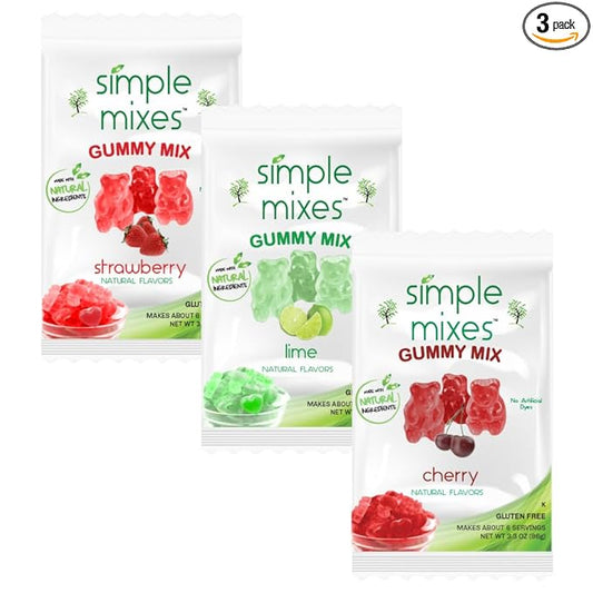 Simple Mixes Natural Gummy Mix, Healthy Snack, Dye-Free, No Gluten or Fat, Kosher, (3-Pack, Variety)