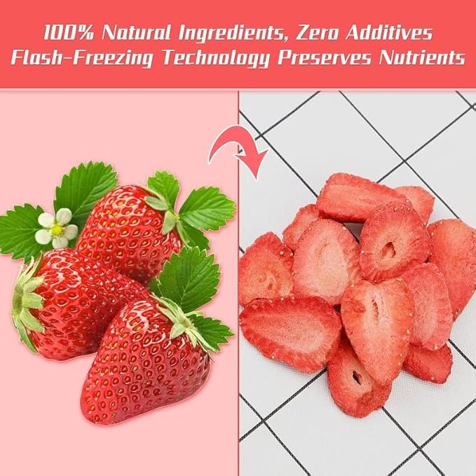 Haomly Freeze Dried Strawberries,5.3oz/150g,100% Natural Freeze Dried Strawberry Slices,Dehydrated Strawberries Bulk for Baking, Cooking, Flavorful,No Additives, No Sugar Added