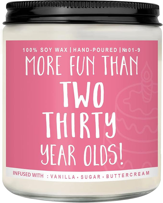 60th Birthday Gifts for Women, Perfect Birthday Present, Funny Presents for Mom, Friends, Wife, Sister, 7oz Vanilla Cream-Scented Candle