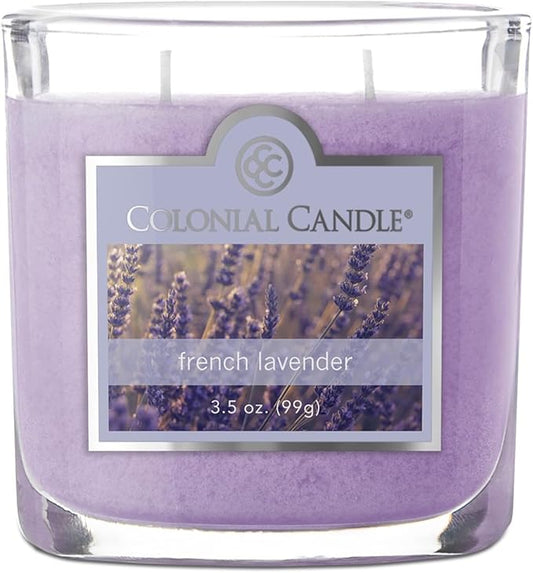 Colonial Candle French Lavender Scented Jar Candle, 2 Wick, 3.5 oz, Mottled Wax Candle