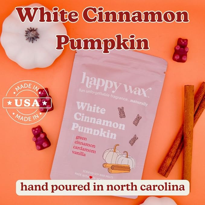 Happy Wax Forever Pumpkin Collection Scented Natural Soy Wax Melts – 6 Total Oz. Collection Includes Pumpkin Patch, Pumpkin & Walnut and White Cinnnamon Pumpkin
