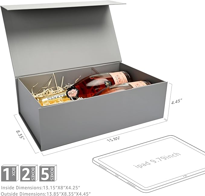 LIFELUM Extra Large Gift Box,13.85 x 8.35 x 4.45 with Magnetic Lid for Presents with Ribbon, Card, Shredded Paper Filler Valentine's Day,Christmas, Holidays, Birthdays