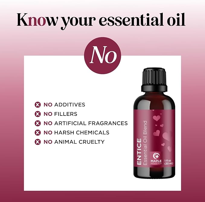 Entice Essential Oil Blend for Diffuser - Passionate Blend of Aromatherapy Oils for Couples with Lavender Palmarosa Clary Sage and Ylang-Ylang Essential Oil - Ignite The Romance Essential Oils Blend