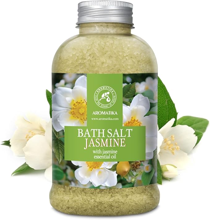 Bath Sea Salt Jasmine 21.16 Oz - Bath Salts with Jasmine Essential Oil for Bath Soak - Relaxing Bath - Body Care - Muscle Relaxation - Good Sleep - Aromatherapy Bath Salts - Flower Bath Salt