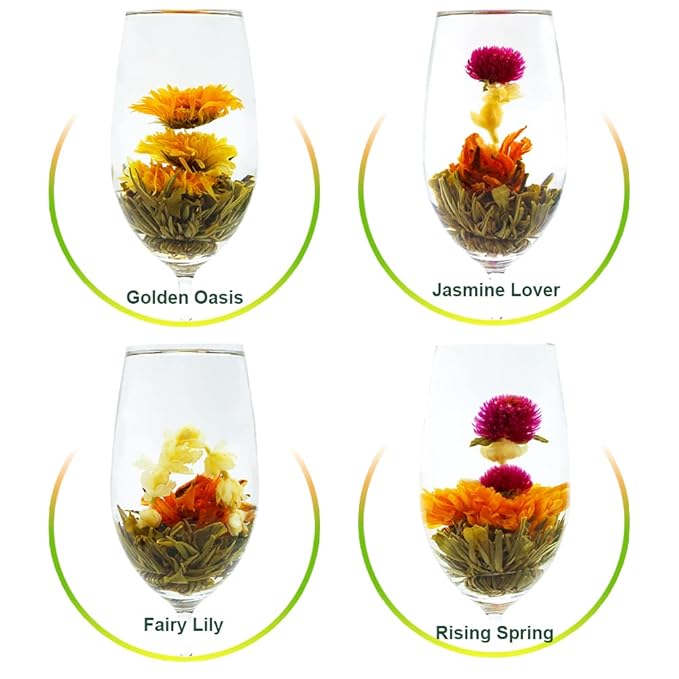 TEARELAE Blooming Tea Flowers - 12pcs Individually Sealed Flowering Balls - Hand-Tied Natural Green Tea Leaves & Edible Flowers - Gifts For Lovers (Pack of 2)