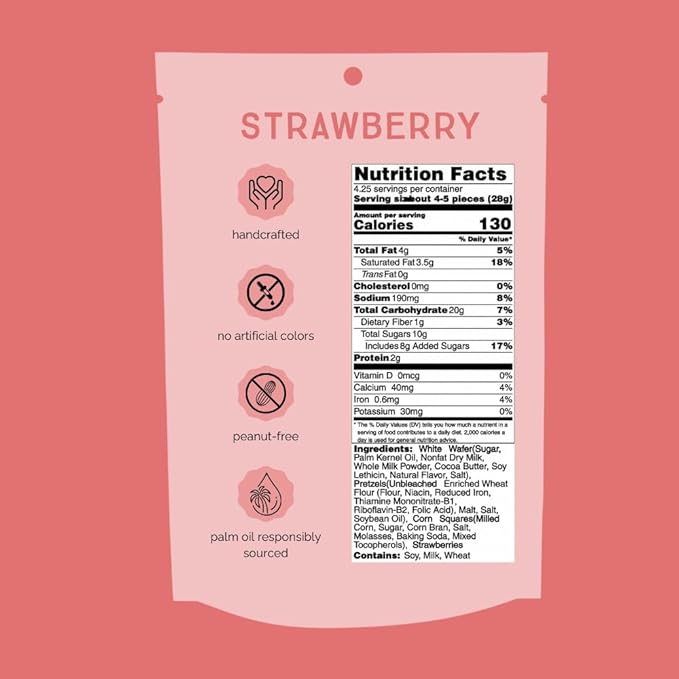 Chunk Nibbles Strawberry Snack Clusters - Real Freeze-Dried Strawberries, Pretzels & Corn Squares - Gourmet Fruity Sweet & Salty Snack, Handcrafted, No Artificial Colors - 4.25oz Resealable Pouch (3 Pack)