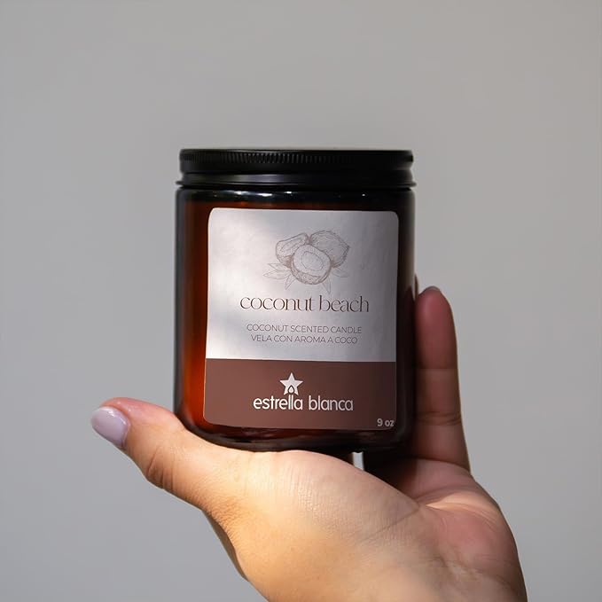 Coconut Beach Scented Candle, 9oz Soy Wax, Tropical Coconut Aroma, Long-Lasting Burn, Beach-Inspired Aromatherapy, Great for Gifting, Birthdays, Home Decor & Relaxation.