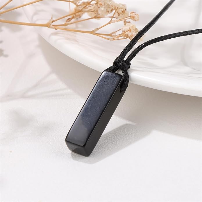 Crystal Necklaces for Women Gemstone Pendant Necklace Adjustable Handmade Black Rope Natural Stone Spiritual Necklace Energy Crystals and Healing Stones Necklace for Men