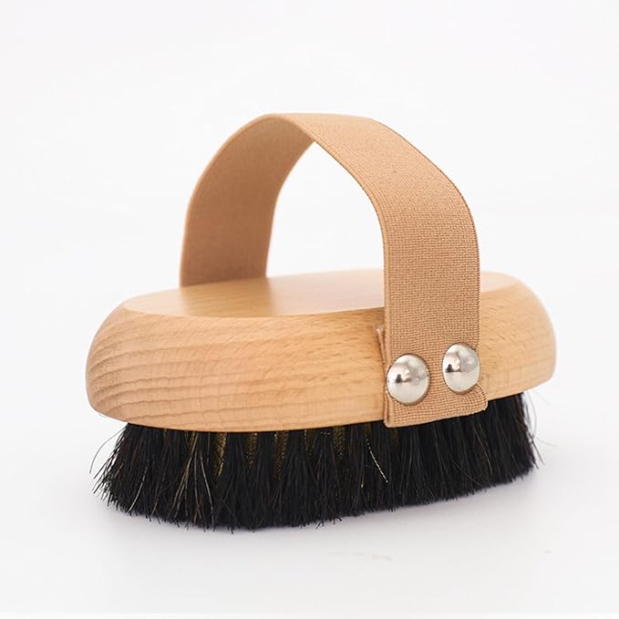 OWIIZI Copper Dry Brushing Body Brush with Ion Charged Copper Soft Bristles Antiskid Wooden Exfoliator Massage Body Scrubber