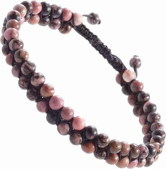 MASSIVE BEADS Double Layer Natural Chakra Healing Power Crystals Macrame Bracelet Yoga Stone Beads Gemstone Meditation Relax Anxiety Bangle for Unisex Women Men