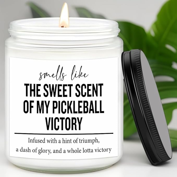 Funny Pickleball Gift Set - Scented Candle & Cosmetic Bag - Pickleball Gifts for Women, Men, Players, Coaches - Gag Gift for Birthday, Christmas, Stocking Stuffers, Pickleball Enthusiasts