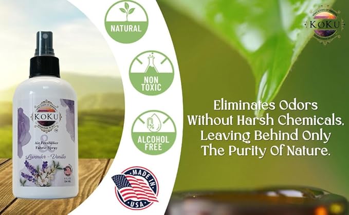 Lavender Vanilla Air Freshener - Room Spray - Odor Eliminator - Deodorizer - Car Air Freshener - Home Spray - Linen Spray - Fabric Refresher - None Toxic - Alcohol Free - Made in USA (8 Oz)