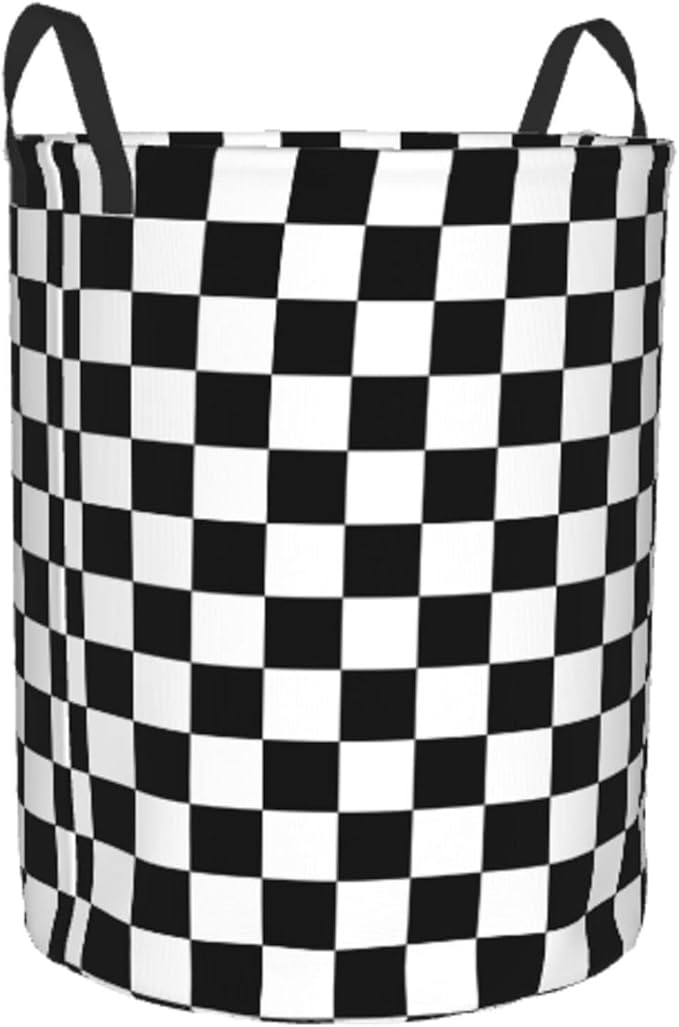Laundry Basket Black And White Checkered Collapsible,63L Dirty Clothes Basket Durable Lightweight Hamper With Handles Ideal For Clothes,Toys Home Organization size19.6"L x 15.7"W