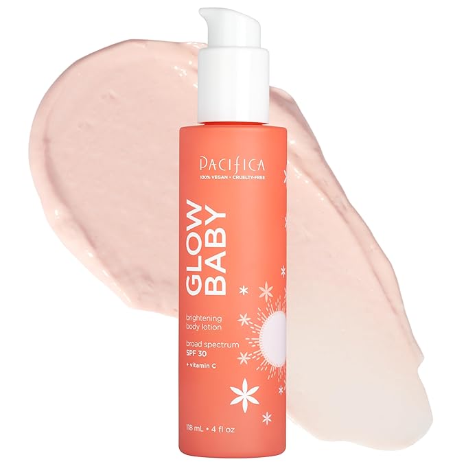 Pacifica Glow Baby Vitamin C SPF 30 Body Lotion – Brightening Daily Moisturizer + Broad Spectrum Sun Protection, Hydrating No White Cast Sunscreen for Glowing Skin, Clean Vegan & Cruelty-Free Skincare