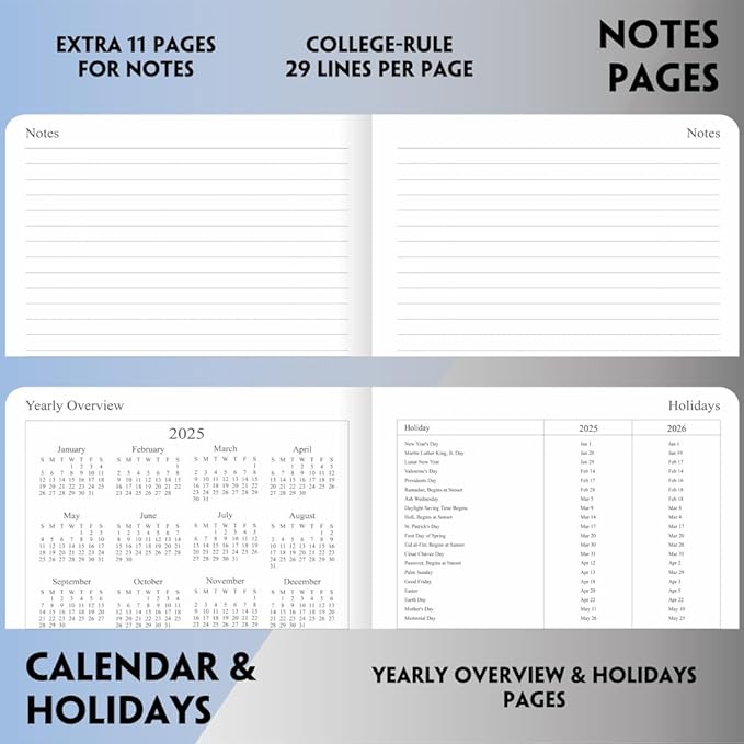 2025-2026 Planner - Weekly and Monthly Planner, Oct 2025 - Dec 2026, Vegan Leather Cover, Elastic Closure, 7”x9.25”, Grey