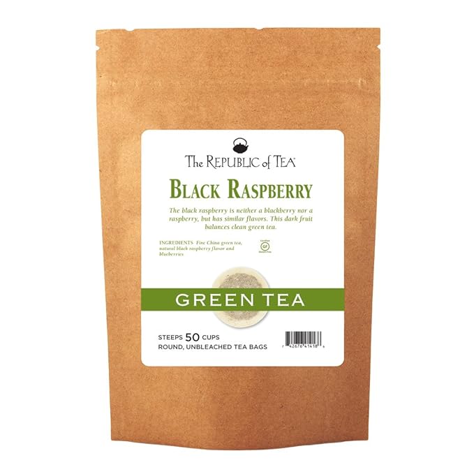 The Republic of Tea Black Raspberry Green Tea Bags, 50 Tea Bag Refill