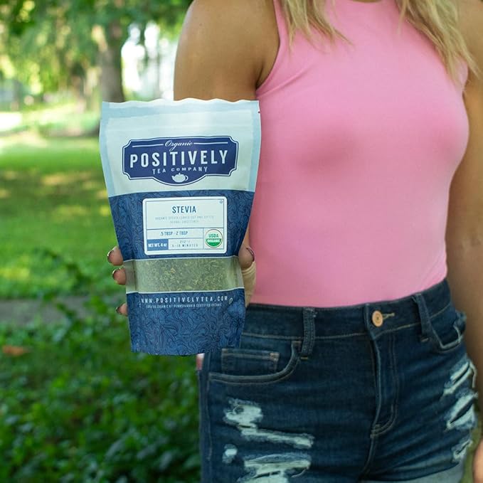 Organic Positively Tea Company, Stevia Leaf, Herbal Tea, Loose Leaf, 16 Ounce