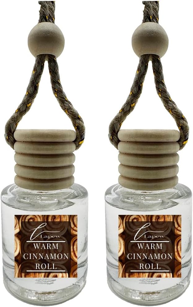 Car Air Freshener Diffuser – 2 Pack Hanging Air Freshener Diffuser (.34 Oz, Warm Cinnamon Roll)