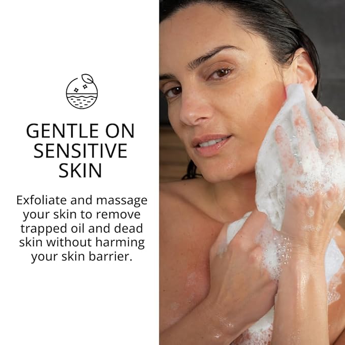 Exfoliating Washcloth Face & Body Scrub Towel - Japanese Exfoliating Towel with Hexagon Fibers, Body Scrubber with 2 Sides for Scrubbing & Washing, Extra Long (White, 3 Pack)