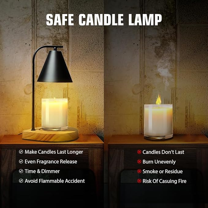 Candle Warmer Lamp with Timer Dimmer, 2H/4H/8H Timer, Birthday Gifts for Women Mom, House Warming Gifts New Home Decor, Black Lamp Candle Warmer, Wax Melts Warmer for Jar Candles with 2 Bulbs