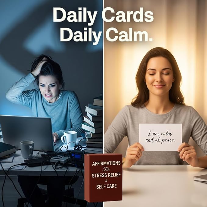 Stress Relief & Self Care Cards – Mindfulness Prompts for Anxiety Relief & Relaxation | Stress Balls Alternative | Self Care Gifts for Women,Inspirational Affirmation Cards, Stress Toys