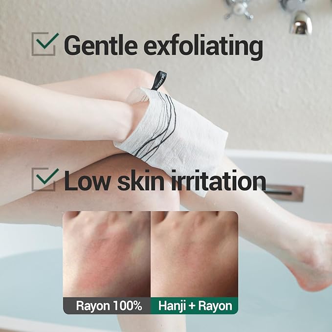 DEARCUS Korean Exfoliating Washcloth Towel 4 Pcs, Hanji Bath Washcloths Mitt Scrub Body Washcloth Glove, Skin Irritation Free Korean Mulberry Bark, Reusable Soft and Gentle Scrubbing