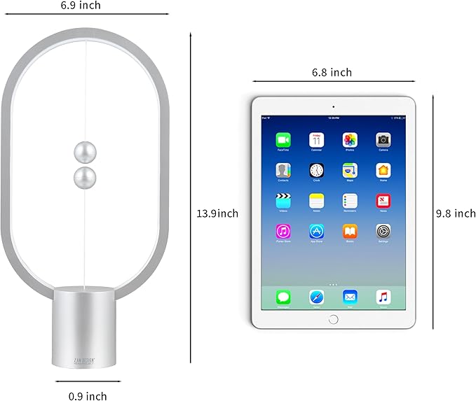 Heng Balance Light, USB Powered LED Table lamp, Creative, Magnetic Switch Night Light, dimmable Eye Protection Table lamp, Used for Gifts, Decoration Bedside, Dormitory and Office(Silver)