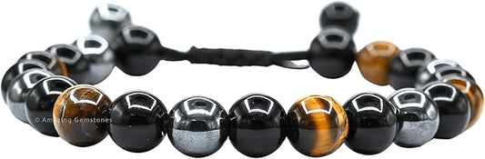 Natural Healing Crystal Bracelet for Women - Mens Bracelet Energy Balancing Gemstones Set - Adjustable Stone Bead Bracelet for Men and Women - Chakra Crystal Therapy Accessory, Meditation