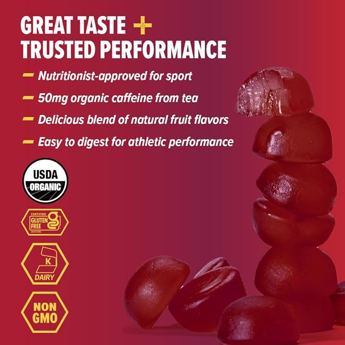 Honey Stinger Cherry Cola Caffeinated Energy Chew, Gluten Free, with Caffeine, for Exercise, Running and Performance, Sports Nutrition for Home & Gym, Pre and Mid Workout, 12 Pack, 23.2 Ounce