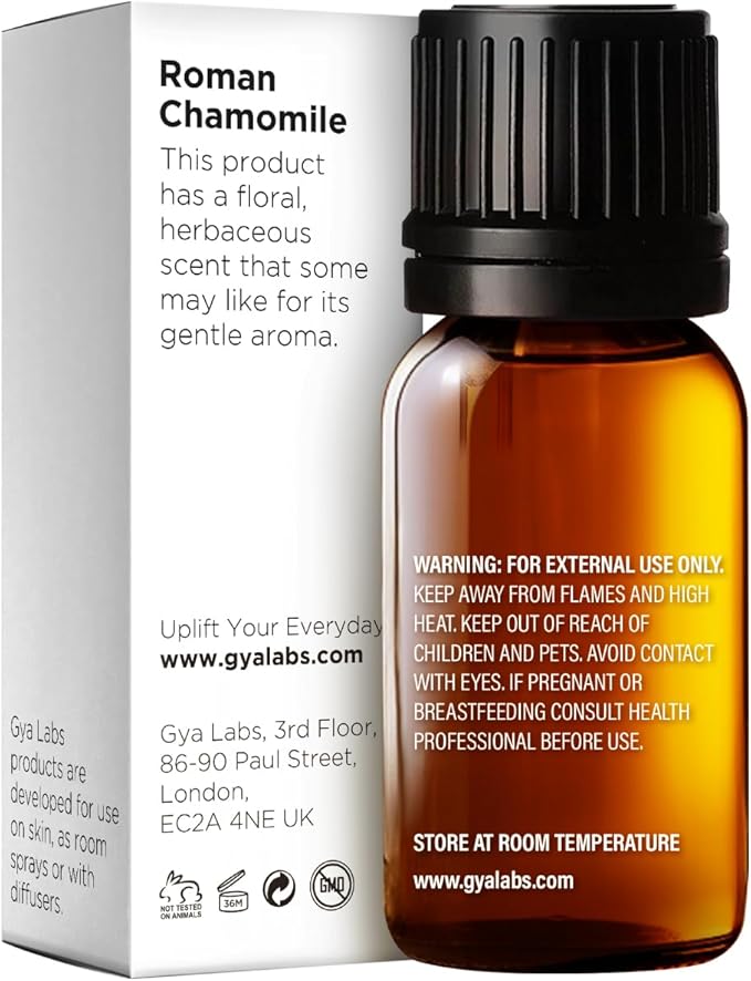 Gya Labs Roman Chamomile Essential Oil - 0.34 Fl Oz - for Hair, Skin, Diffuser, Aromatherapy & DIY Candle Making Scent