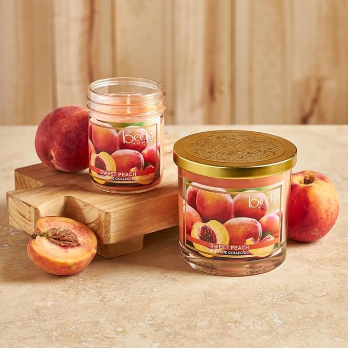 8oz Peach Scented Candles for Home, 45 Hrs Soy Wax Candle, Peach Candle for Stress Relief, Fall Candles, Candle Gifts for Men and Women