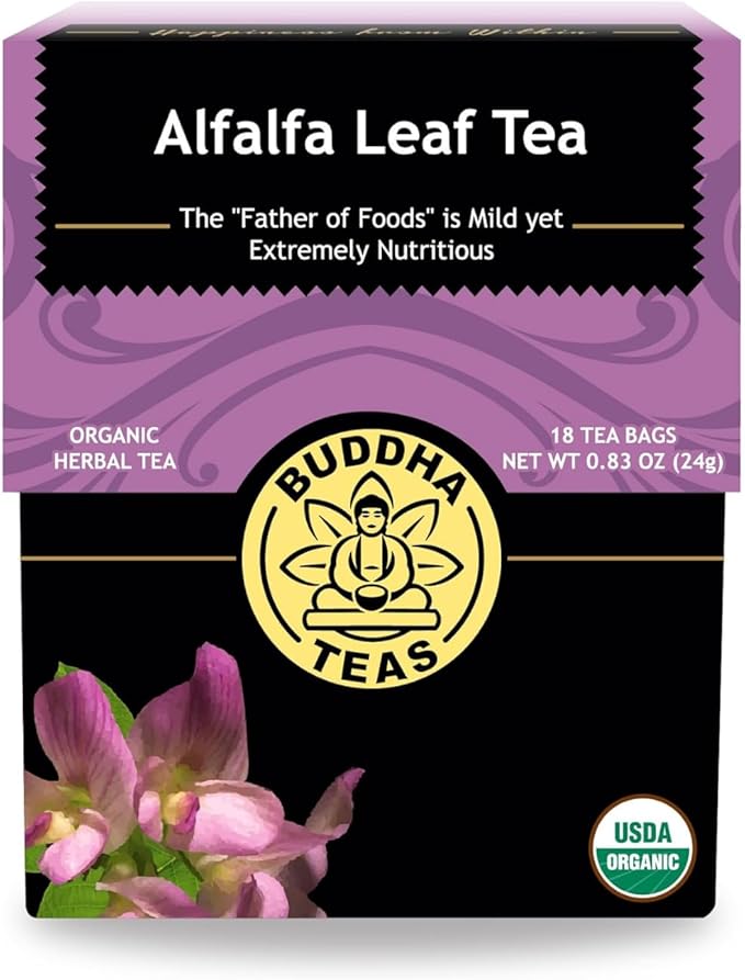 Buddha Teas - Alfalfa Leaf Tea - Herbal Tea - For Health & Wellbeing - With Vitamins, Minerals & Antioxidants - Clean Ingredients - Caffeine Free - OU Kosher - 18 Tea Bags (Pack of 1)