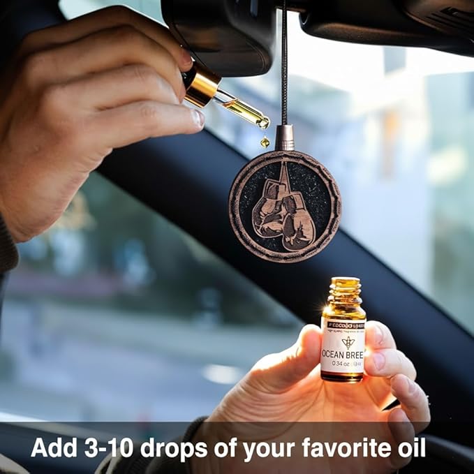 Wood Car Air Freshener — Handmade Car Air Freshener — Boxing Gloves Designed Fragrance Oil Diffuser in Wooden Gift Box