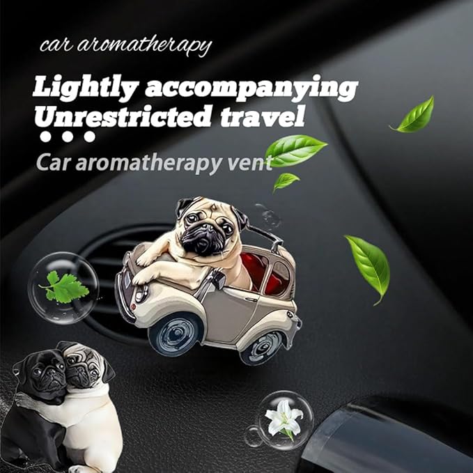 8PCS cute Pug acrylic car vent diffuser, 2D prank Havana cigar car diffuser, cute car freshener, fun and fashionable interior accessories, air outlet clip decoration