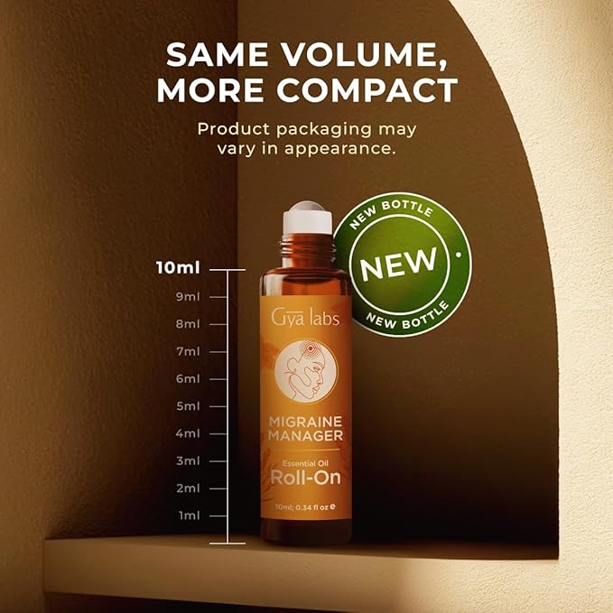 Gya Labs Migraine Manager Essential Oil Roll On - 0.34 Fl Oz - Travel Size Roller for Camping, Skin, Aromatherapy Relief, Convenience