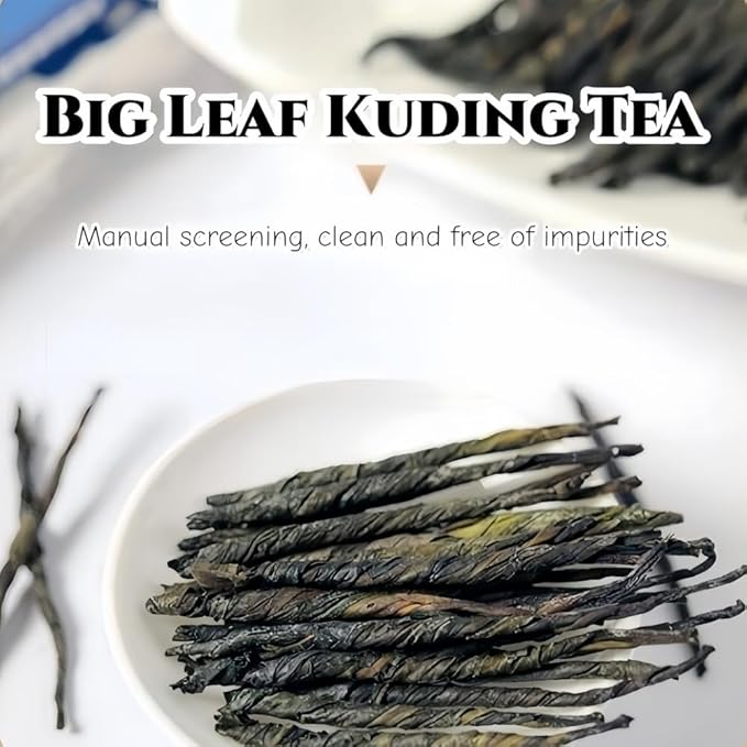 JINQI 2bottles Bitter Tea Kuding- 苦丁茶 大叶苦丁茶4.93oz/140g(2.46oz/70g*2), Chinese Herbal Green Tea, Clearing Heat, Holiday Gifts, Tea Gifts