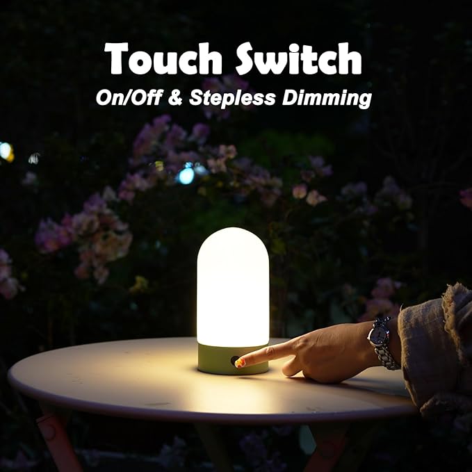 Battery Operated Shower Lamp Waterproof, Small Portable Cordless Table Lamp Rechargeable, Touch Dimmable Mood Light for Home/Patio/Dining/Outdoor (Orange)