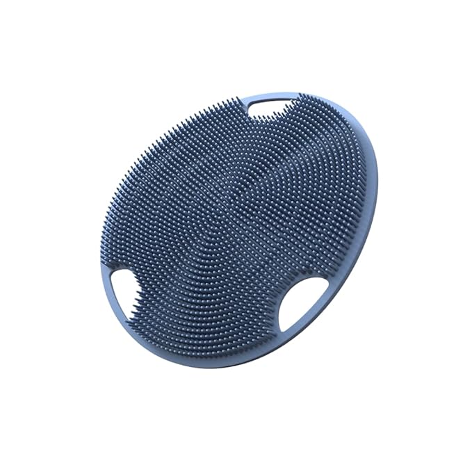 Boie USA Flat Body Scrubber - Hygienic, Exfoliating Loofah Alternative - Feels Like Silicone Scrubber Gentle on Sensitive Skin, Hypoallergenic, BPA- & Latex-Free, Made in The USA (Elemental Blue)