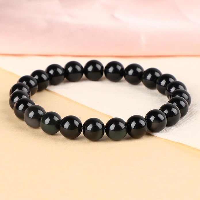 LPBeads Handmade Natural Gemstone Stretch Elastic Bracelet Healing Crystal Round Stone Beads Jewelry Gifts for Women Men